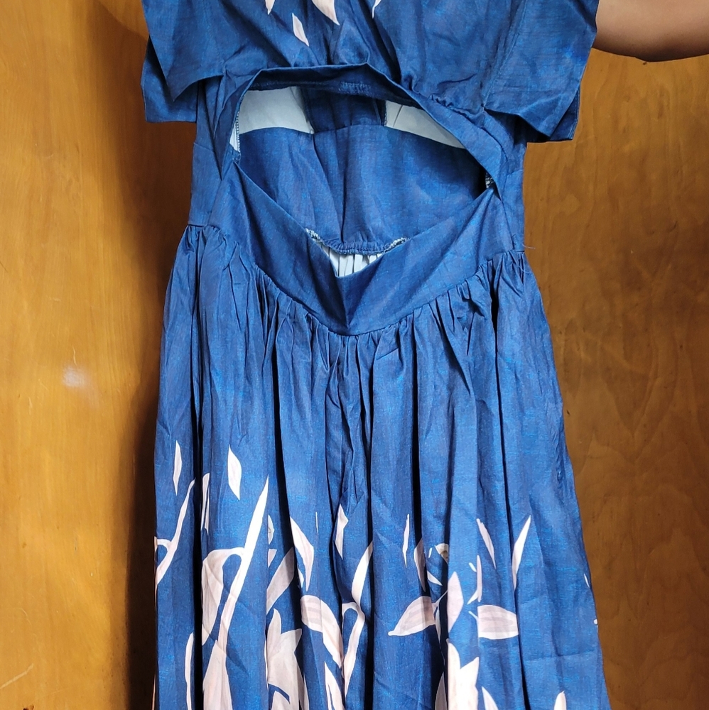 Blue Floral Midi Dress